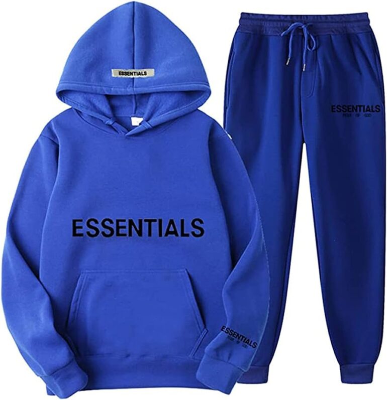 Blue Fear of God Essentials Hoodie Tracksuit